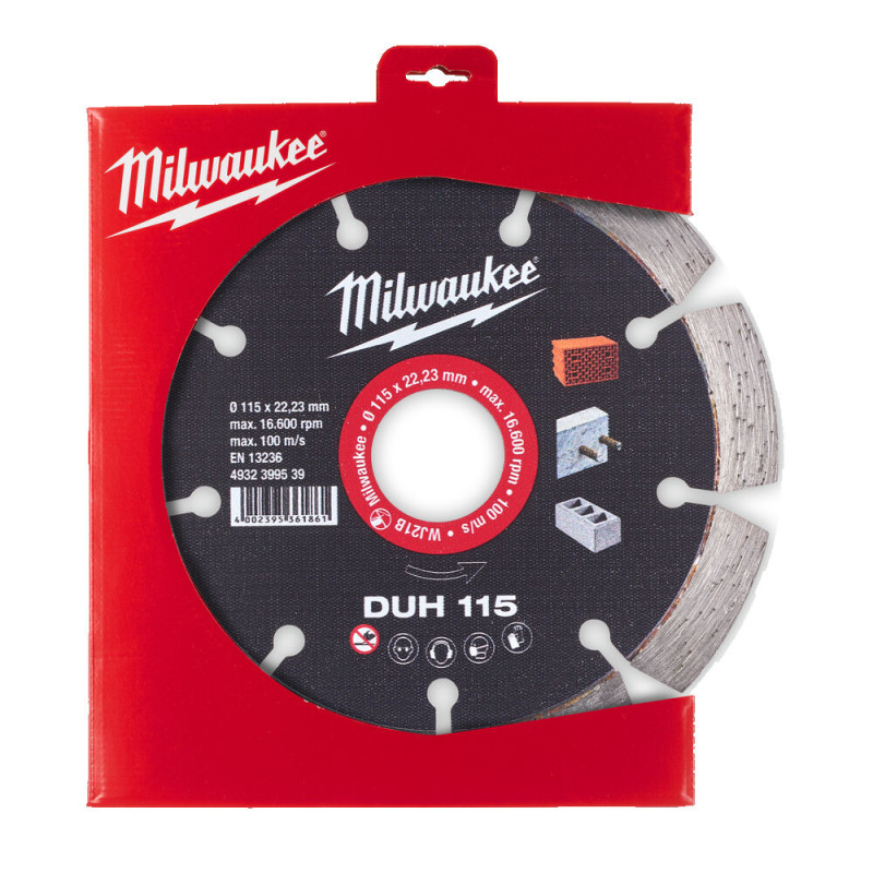 Купити Диск алмазний MILWAUKEE DUH 115, діаметр 115мм (залізобетон, цегла). Офіційний магазин Мілвокі Україна, фірмова гарантія з доставкою по Украіні