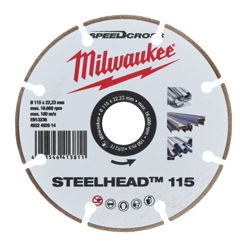 Купити Диск алмазний Speedcross STEELHEAD 115 MILWAUKEE, діаметр 115мм, (метал, нержавійка). Офіційний магазин Мілвокі Україна, фірмова гарантія з доставкою по Украіні