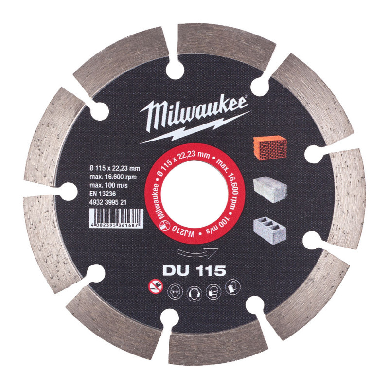 Купити Диск алмазний MILWAUKEE DU 115, діаметр 125мм (цегла, бетон, шлакоблок). Офіційний магазин Мілвокі Україна, фірмова гарантія з доставкою по Украіні