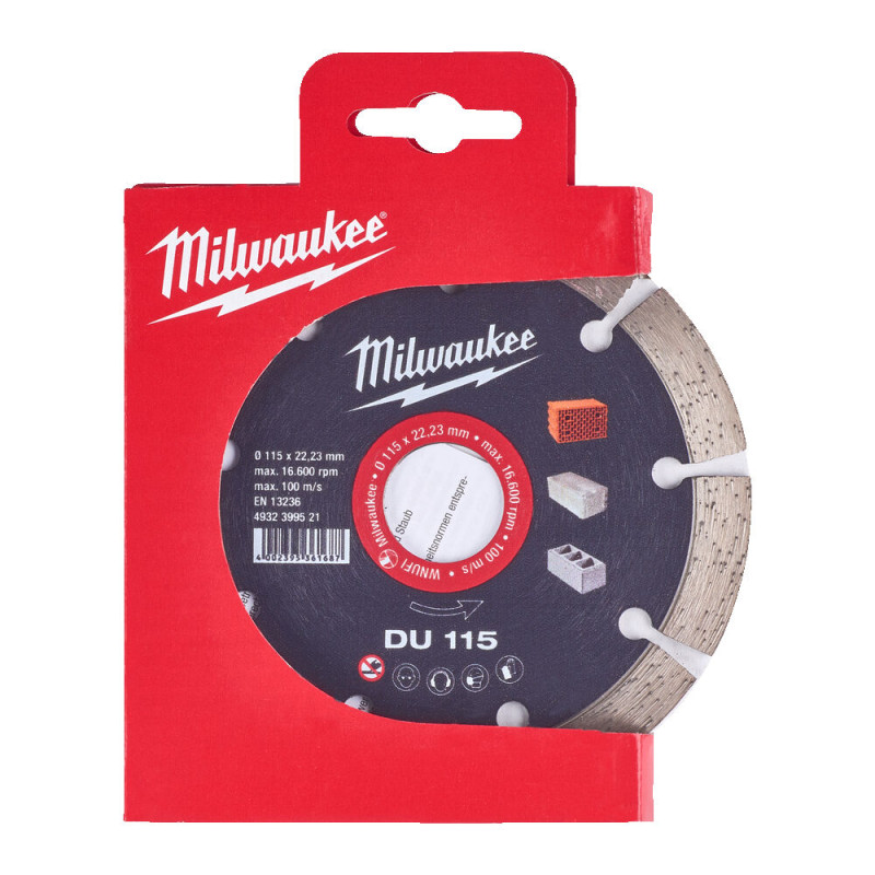 Купити Диск алмазний MILWAUKEE DU 115, діаметр 125мм (цегла, бетон, шлакоблок). Офіційний магазин Мілвокі Україна, фірмова гарантія з доставкою по Украіні