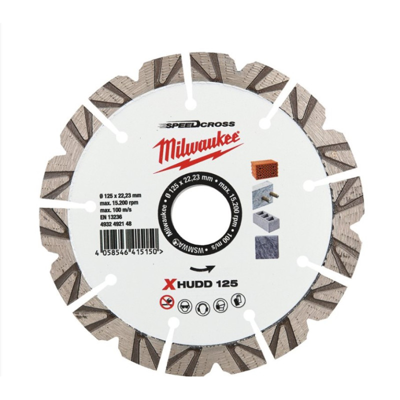 Купити Диск алмазний Speedcross MILWAUKEE XHUDD 125, діаметр 125мм (залізобетон, граніт, цегла). Офіційний магазин Мілвокі Україна, фірмова гарантія з доставкою по Украіні