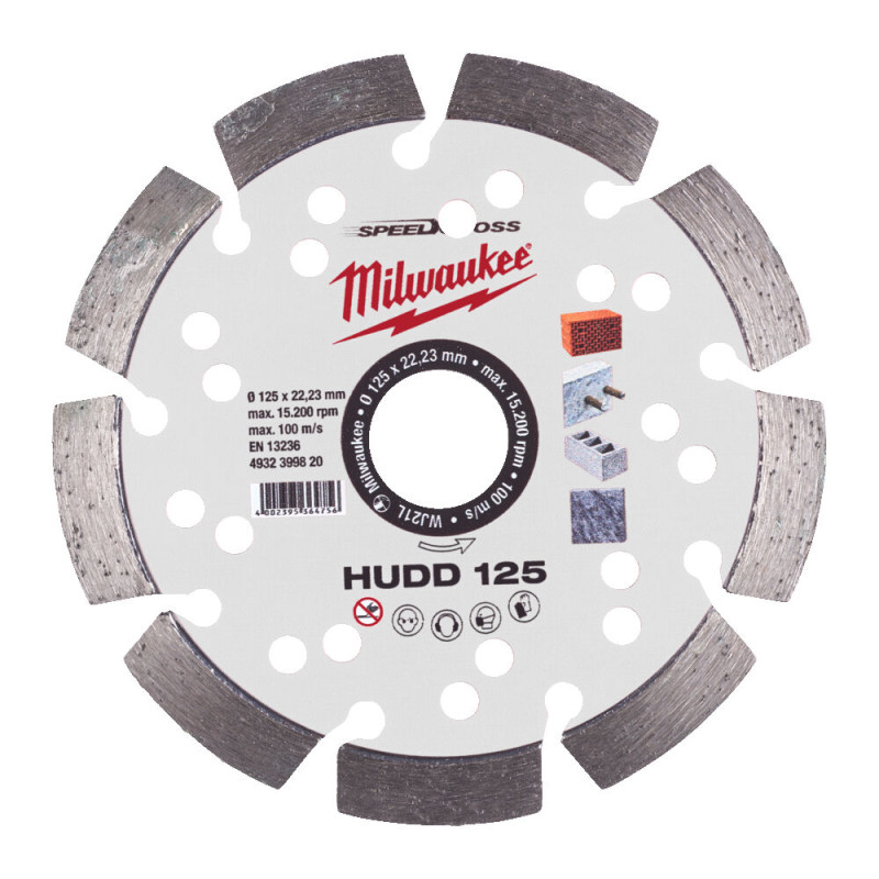 Купити Диск алмазний Speedcross MILWAUKEE HUDD 125, діаметр 125мм (залізобетон, граніт). Офіційний магазин Мілвокі Україна, фірмова гарантія з доставкою по Украіні