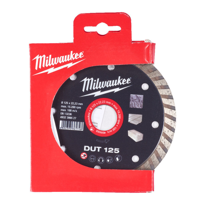Купити Диск алмазний MILWAUKEE DUT 125 діаметр 125мм (керамічна плитка/чистий різ). Офіційний магазин Мілвокі Україна, фірмова гарантія з доставкою по Украіні