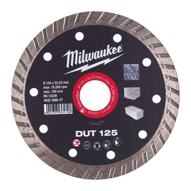 Купити Диск алмазний MILWAUKEE DUT 125 діаметр 125мм (керамічна плитка/чистий різ). Офіційний магазин Мілвокі Україна, фірмова гарантія з доставкою по Украіні