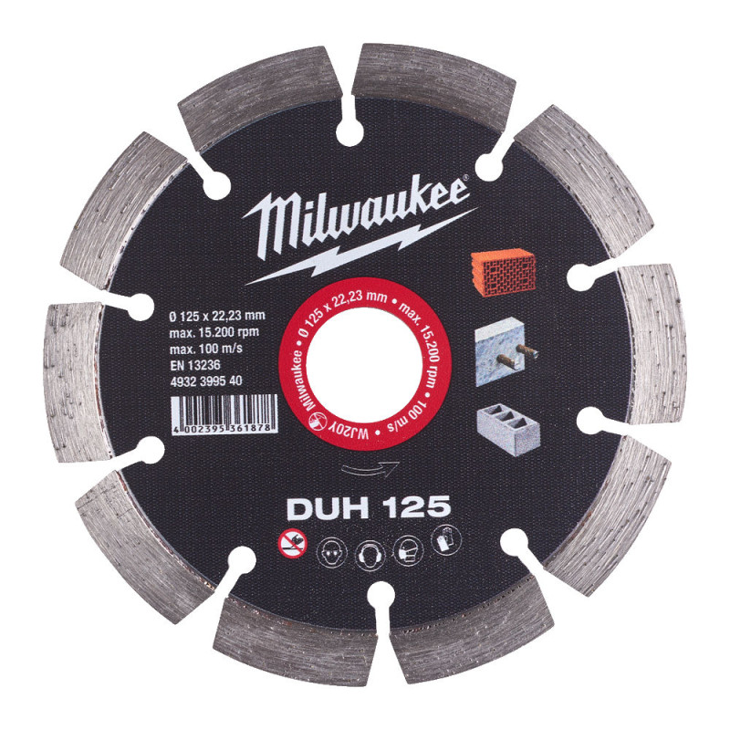 Купити Диск алмазний MILWAUKEE DUH 125, діаметр 125мм (залізобетон, цегла). Офіційний магазин Мілвокі Україна, фірмова гарантія з доставкою по Украіні