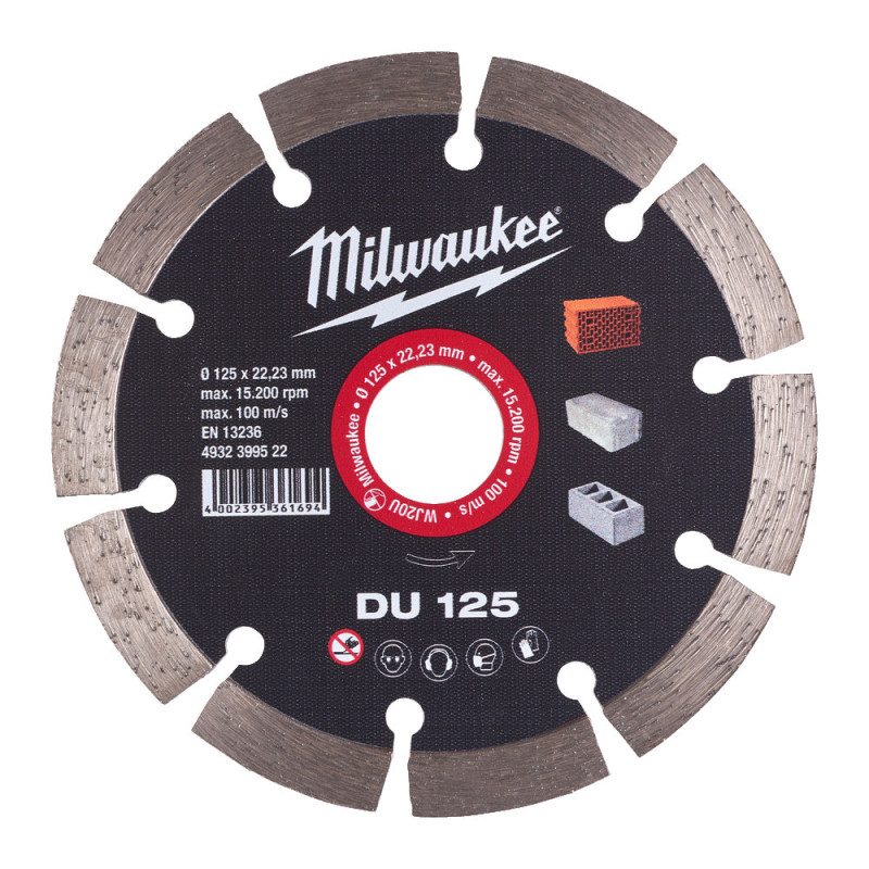 Купити Диск алмазний MILWAUKEE DU 125, діаметр 125мм (цегла, бетон, шлакоблок). Офіційний магазин Мілвокі Україна, фірмова гарантія з доставкою по Украіні