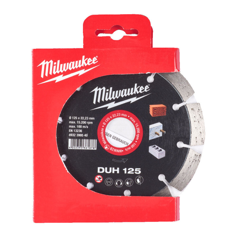 Купити Диск алмазний MILWAUKEE DUH 125, діаметр 125мм (залізобетон, цегла). Офіційний магазин Мілвокі Україна, фірмова гарантія з доставкою по Украіні