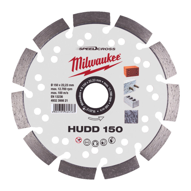 Купити Диск алмазний Speedcross MILWAUKEE HUDD 150, діаметр 150мм (залізобетон, граніт). Офіційний магазин Мілвокі Україна, фірмова гарантія з доставкою по Украіні