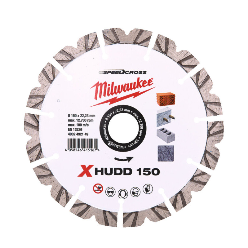 Купити Диск алмазний Speedcross MILWAUKEE XHUDD 150, діаметр 150мм (залізобетон, граніт, цегла). Офіційний магазин Мілвокі Україна, фірмова гарантія з доставкою по Украіні