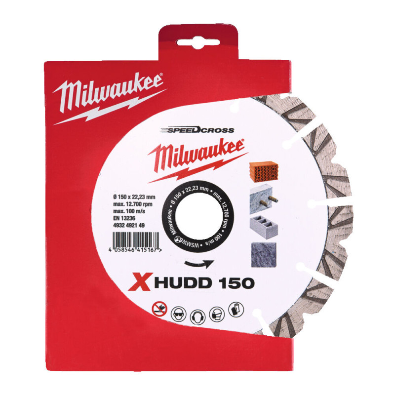 Купити Диск алмазний Speedcross MILWAUKEE XHUDD 150, діаметр 150мм (залізобетон, граніт, цегла). Офіційний магазин Мілвокі Україна, фірмова гарантія з доставкою по Украіні