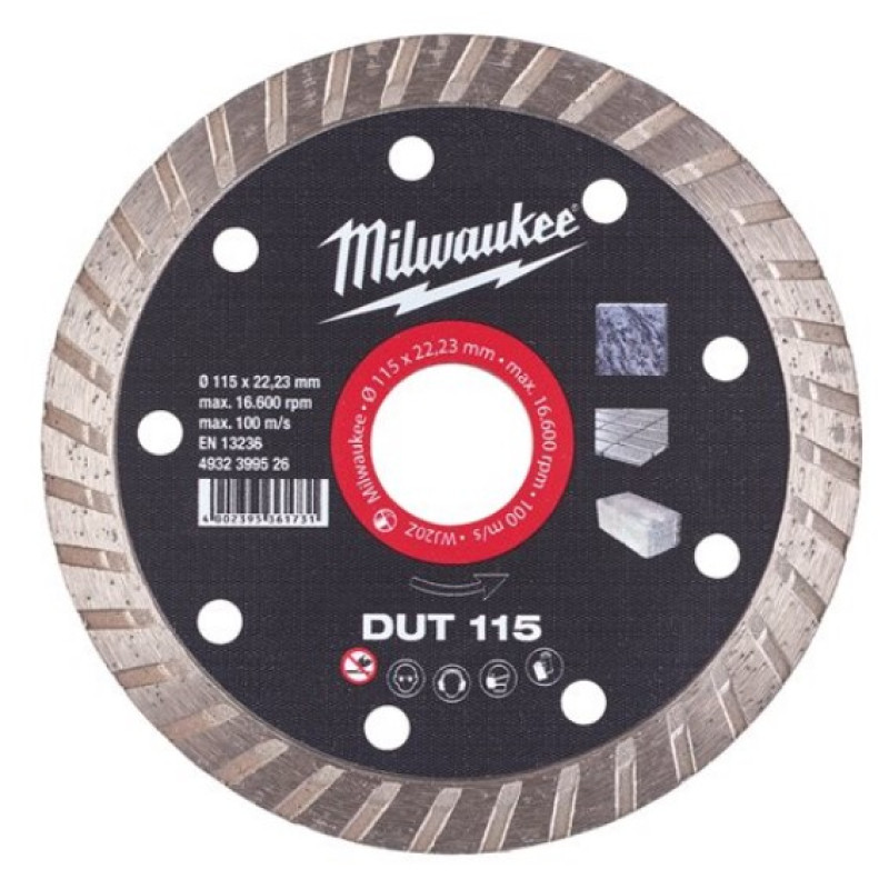 Купити Диск алмазний MILWAUKEE DUT 180, діаметр 180мм (керамічна плитка/чистий різ). Офіційний магазин Мілвокі Україна, фірмова гарантія з доставкою по Украіні