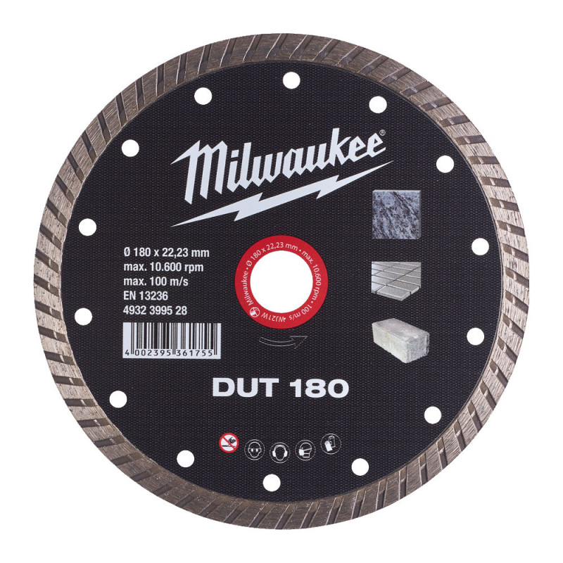 Купити Диск алмазний MILWAUKEE DUT 180, діаметр 180мм (керамічна плитка/чистий різ). Офіційний магазин Мілвокі Україна, фірмова гарантія з доставкою по Украіні