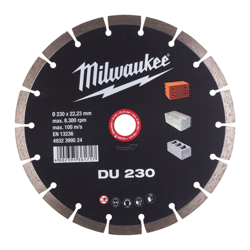 Купити Диск алмазний MILWAUKEE DU 230, діаметр 230мм (цегла, бетон, шлакоблок). Офіційний магазин Мілвокі Україна, фірмова гарантія з доставкою по Украіні