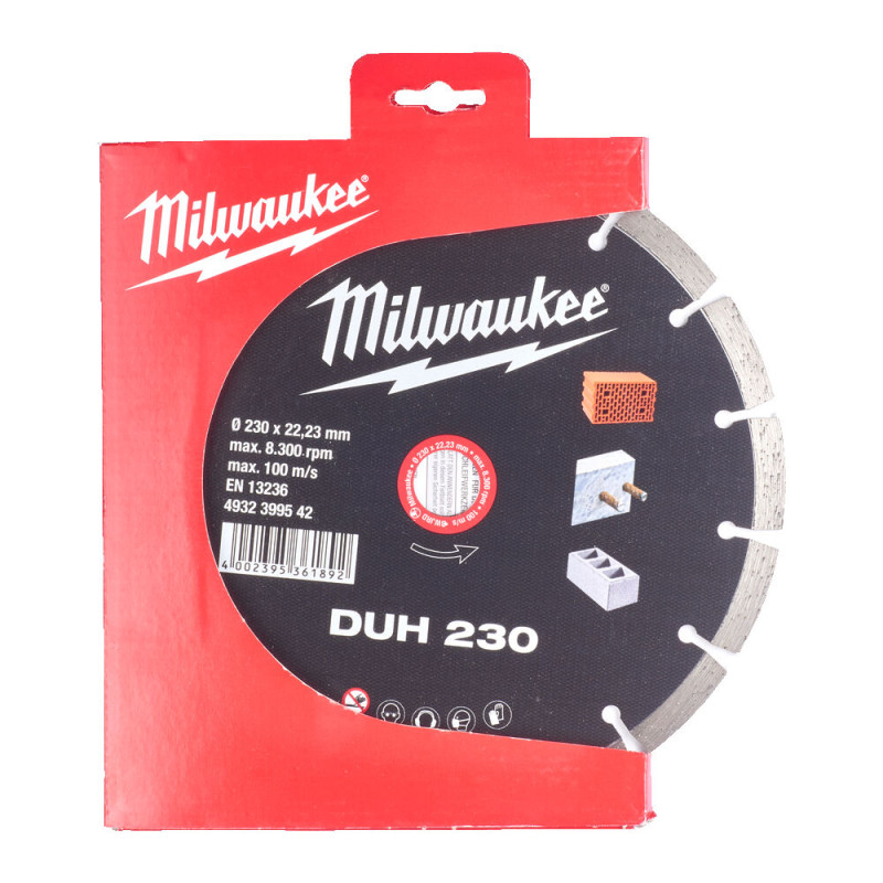Купити Диск алмазний MILWAUKEE DUH 230, діаметр 230мм (залізобетон, цегла). Офіційний магазин Мілвокі Україна, фірмова гарантія з доставкою по Украіні
