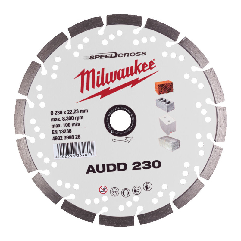 Купити Диск алмазний Speedcross MILWAUKEE AUDD 230, діаметр 230мм (бетон, цегла, асфальт). Офіційний магазин Мілвокі Україна, фірмова гарантія з доставкою по Украіні