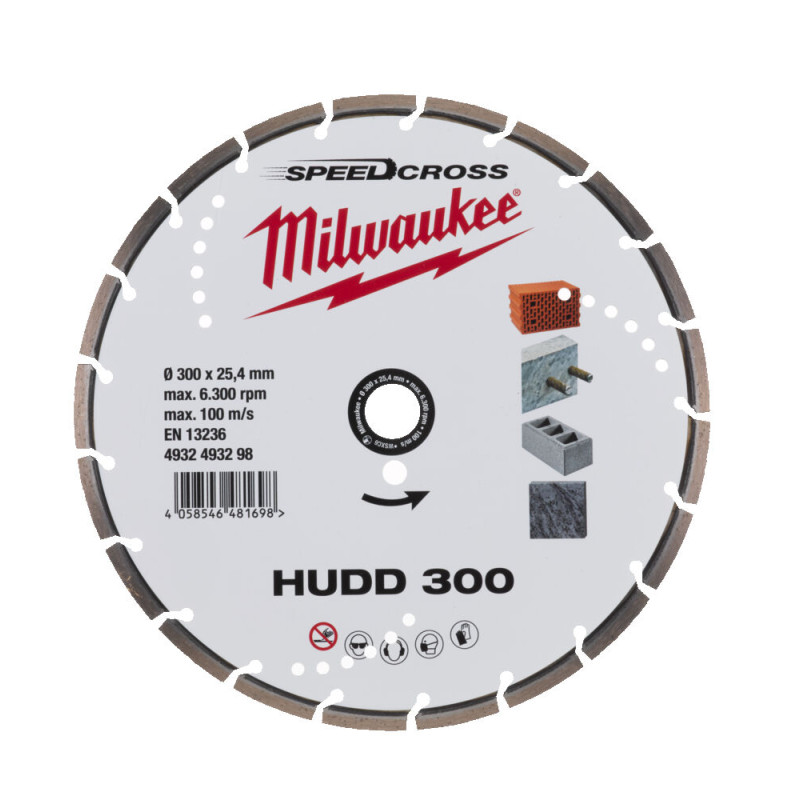 Купити Диск алмазний Speedcross MILWAUKEE HUDD 300, діаметр 300мм (залізобетон, граніт). Офіційний магазин Мілвокі Україна, фірмова гарантія з доставкою по Украіні