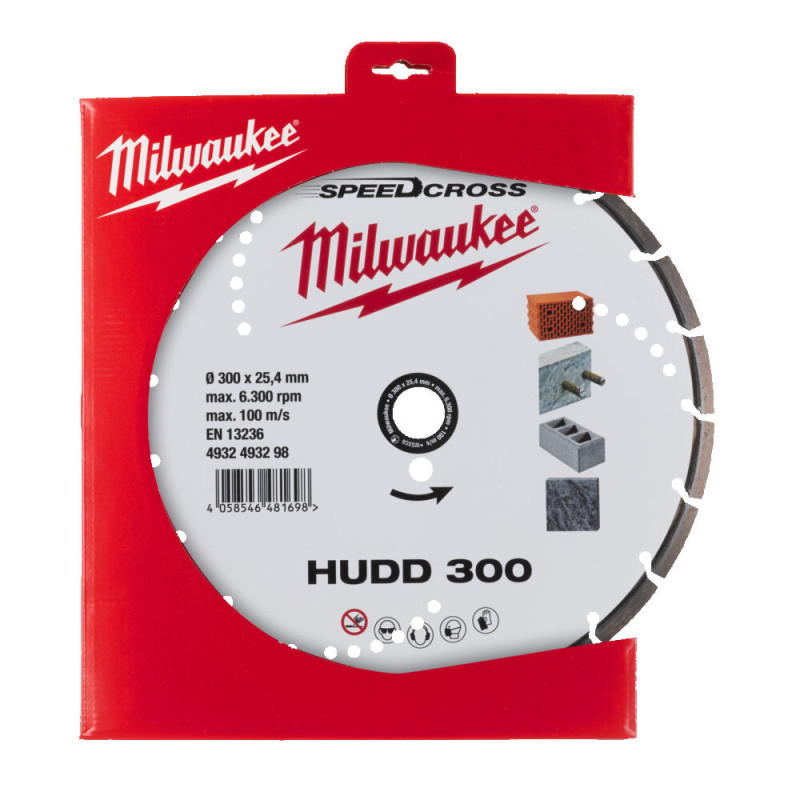 Купити Диск алмазний Speedcross MILWAUKEE HUDD 300, діаметр 300мм (залізобетон, граніт). Офіційний магазин Мілвокі Україна, фірмова гарантія з доставкою по Украіні