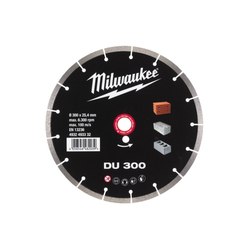 Купити Диск алмазный MILWAUKEE DU 300, діаметр 300мм (цегла, бетон, шлакоблок). Офіційний магазин Мілвокі Україна, фірмова гарантія з доставкою по Украіні