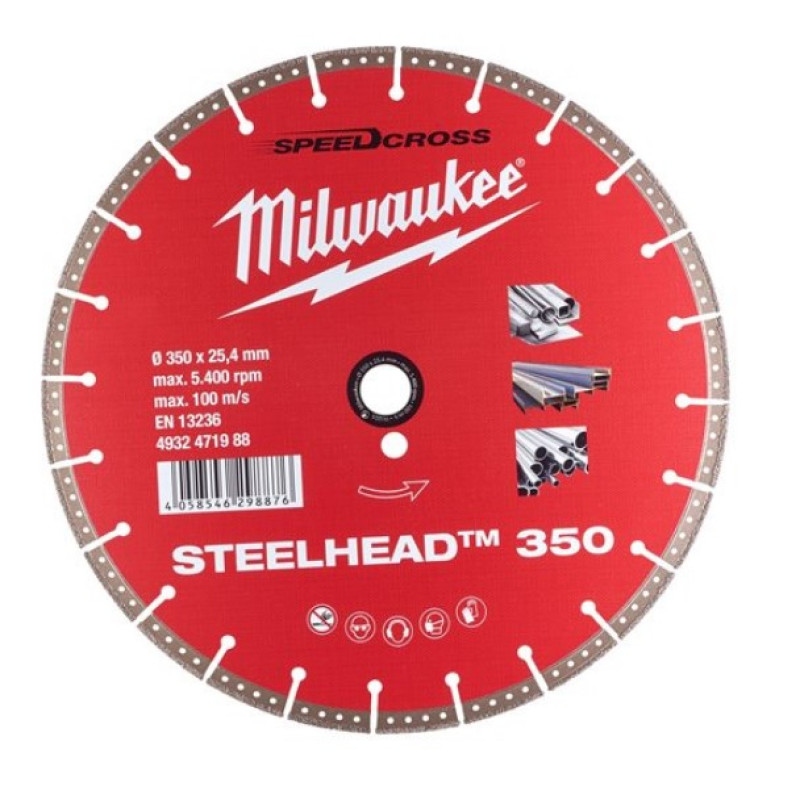 Купити Диск алмазний Speedcross STEELHEAD 350 MILWAUKEE, діаметр 350мм, (метал, нержавійка). Офіційний магазин Мілвокі Україна, фірмова гарантія з доставкою по Украіні