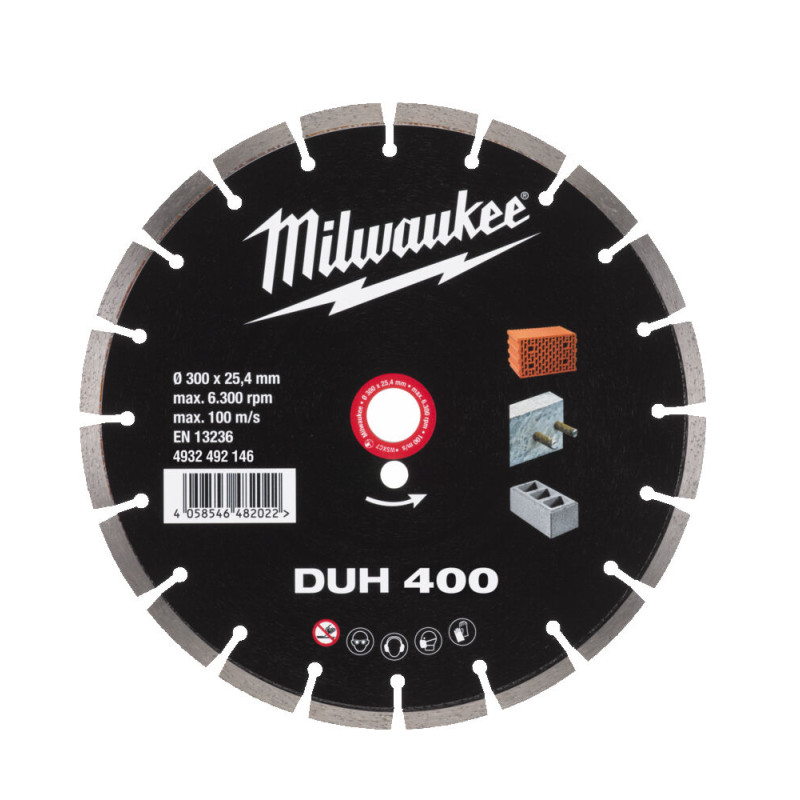Купити Диск алмазний MILWAUKEE DUH 400, діаметр 400мм (залізобетон, цегла). Офіційний магазин Мілвокі Україна, фірмова гарантія з доставкою по Украіні
