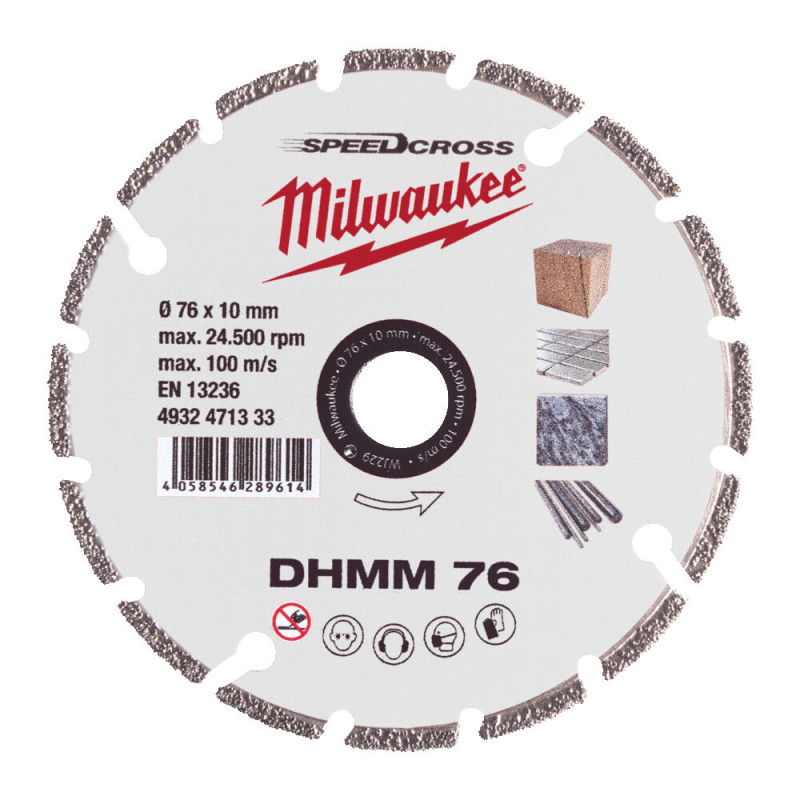 Купити Диск алмазний MILWAUKEE DHMM 76, діаметр 76мм (для M12 FCOT) (універсальний). Офіційний магазин Мілвокі Україна, фірмова гарантія з доставкою по Украіні