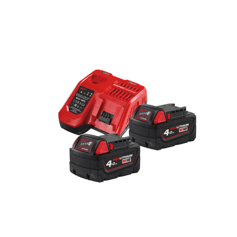 Купити Енергокомплект Li-Ion MILWAUKEE, M18 NRG-402 (зарядний пристрій M12-18FC, 2 акумулятори М18 В4 4Аг, картонне пакування). Офіційний магазин Мілвокі Україна, фірмова гарантія з доставкою по Украіні