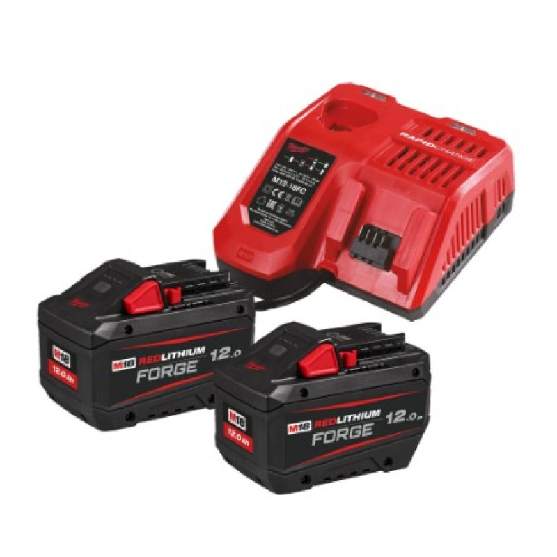 Купити Енергокомплект Li-Ion MILWAUKEE, M18 FORGENRG-122 (зарядний пристрій M12-18 FC, 2 акумулятори М18 FB12 12Аг, картонне пакування). Офіційний магазин Мілвокі Україна, фірмова гарантія з доставкою по Украіні