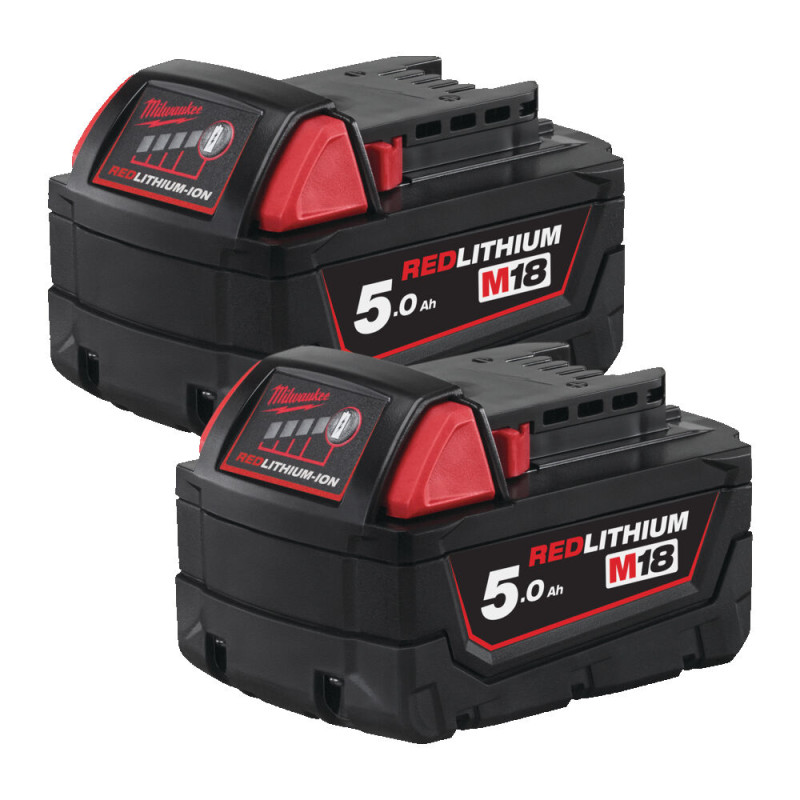 Купити Набір акумуляторів MILWAUKEE, M18 B52 (2 акумулятори М18 В5 5Ач). Офіційний магазин Мілвокі Україна, фірмова гарантія з доставкою по Украіні