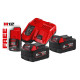 Купити Енергокомплект Li-Ion MILWAUKEE, M18 NRG-502 (зарядний пристрій M12-18 FC, 2 акумулятори М18 В5 5Аг) + подарунок акумулятор M12 B2 2Аг. Офіційний магазин Мілвокі Україна, фірмова гарантія з доставкою по Украіні