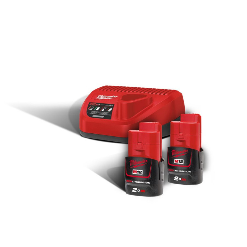 Купити Енергокомплект Li-Ion MILWAUKEE, M12 NRG-202 (зарядний пристрій С12, 2 акумулятори В2 2Аг, картонне пакуванння). Офіційний магазин Мілвокі Україна, фірмова гарантія з доставкою по Украіні