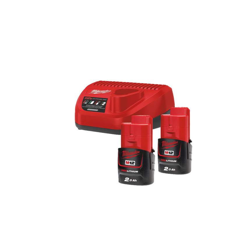 Купити Енергокомплект Li-Ion MILWAUKEE, M12 NRG-202 (зарядний пристрій С12, 2 акумулятори В2 2Аг, картонне пакуванння). Офіційний магазин Мілвокі Україна, фірмова гарантія з доставкою по Украіні