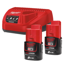 Купити Енергокомплект Li-Ion MILWAUKEE, M12 NRG-202 (зарядний пристрій С12, 2 акумулятори В2 2Аг, картонне пакуванння). Офіційний магазин Мілвокі Україна, фірмова гарантія з доставкою по Украіні