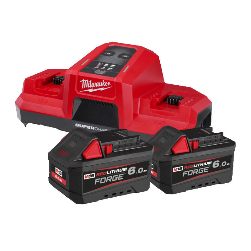 Купити Енергокомплект Li-Ion MILWAUKEE, M18 FORGENRG-602 DBSC (зарядний пристрій M18 DBSC, 2 акумулятори М18 FB6 6Аг, картонне пакування). Офіційний магазин Мілвокі Україна, фірмова гарантія з доставкою по Украіні