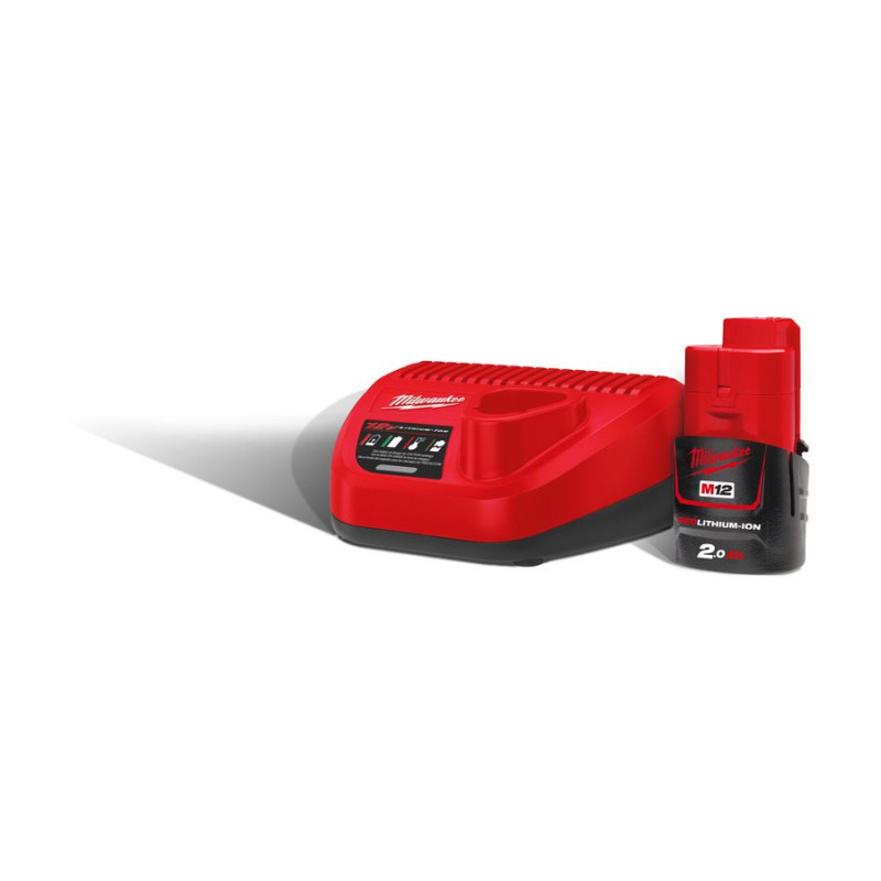 Купити Енергокомплект Li-Ion MILWAUKEE, M12 NRG-201 (зарядний.пристрій С12 С, 1 акумулятор М12 В2 2Аг, картонне пакуванння). Офіційний магазин Мілвокі Україна, фірмова гарантія з доставкою по Украіні