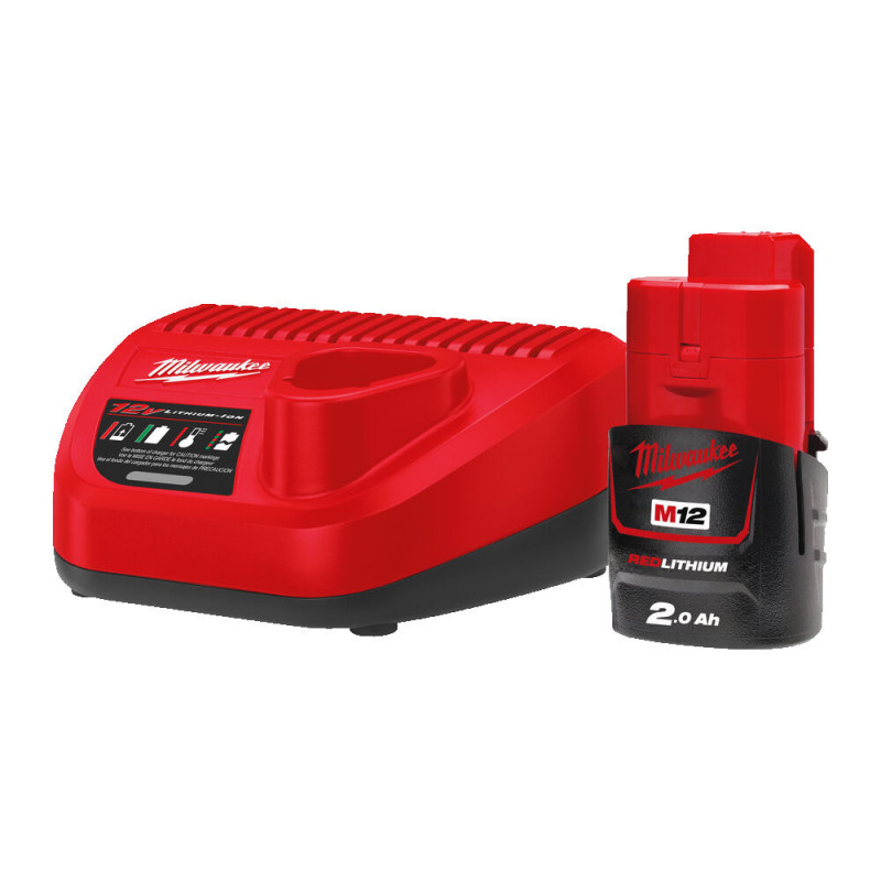 Купити Енергокомплект Li-Ion MILWAUKEE, M12 NRG-201 (зарядний.пристрій С12 С, 1 акумулятор М12 В2 2Аг, картонне пакуванння). Офіційний магазин Мілвокі Україна, фірмова гарантія з доставкою по Украіні