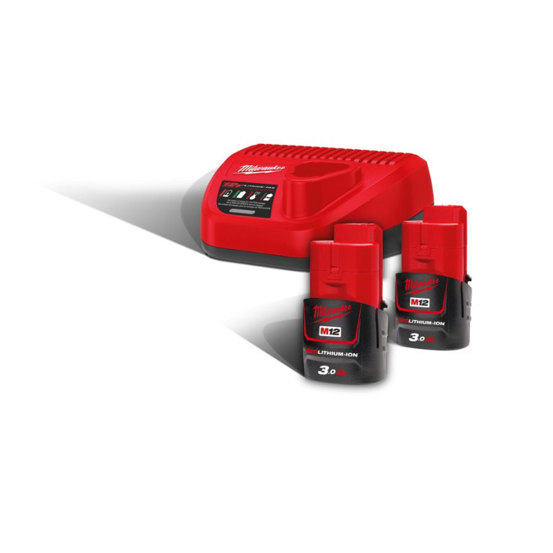 Купити Енергокомплект Li-Ion MILWAUKEE, M12 NRG-302 (зарядний пристрій С12 С, 2 акумулятори М12 В3 3Аг, картонне пакування). Офіційний магазин Мілвокі Україна, фірмова гарантія з доставкою по Украіні