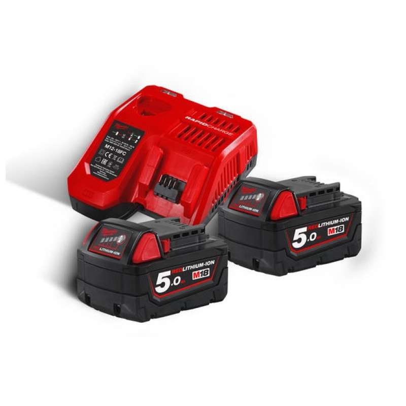 Купити Енергокомплект MILWAUKEE M18 NRG-502 (зарядний пристрій M12-18C, 2 акумулятори М18 В5 5Аг, картонне пакування). Офіційний магазин Мілвокі Україна, фірмова гарантія з доставкою по Украіні