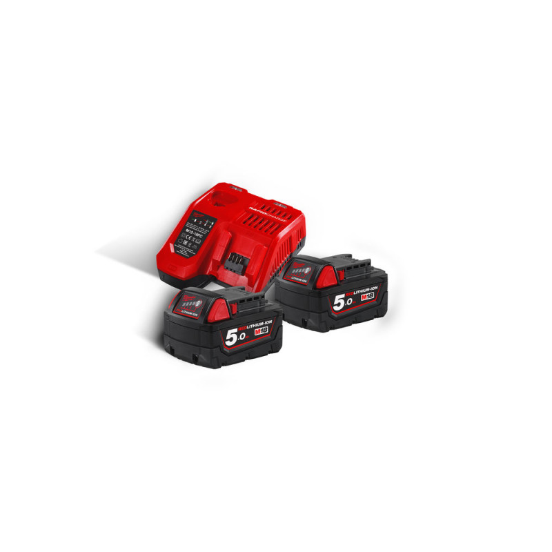 Купити Енергокомплект MILWAUKEE M18 NRG-502 (зарядний пристрій M12-18C, 2 акумулятори М18 В5 5Аг, картонне пакування). Офіційний магазин Мілвокі Україна, фірмова гарантія з доставкою по Украіні