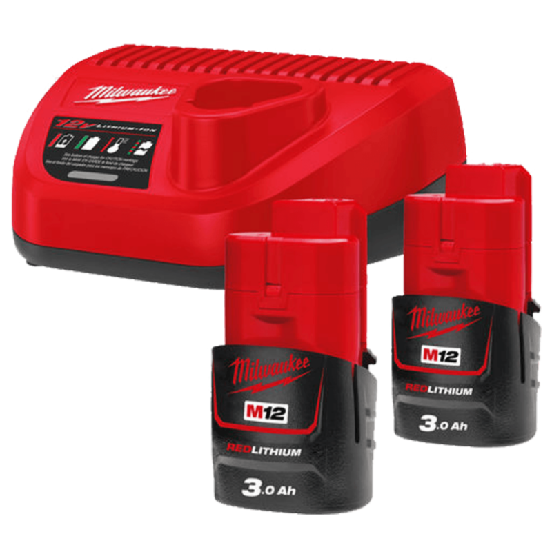 Купити Енергокомплект Li-Ion MILWAUKEE, M12 NRG-302 (зарядний пристрій С12 С, 2 акумулятори М12 В3 3Аг, картонне пакування). Офіційний магазин Мілвокі Україна, фірмова гарантія з доставкою по Украіні
