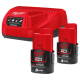 Купити Енергокомплект Li-Ion MILWAUKEE, M12 NRG-302 (зарядний пристрій С12 С, 2 акумулятори М12 В3 3Аг, картонне пакування). Офіційний магазин Мілвокі Україна, фірмова гарантія з доставкою по Украіні
