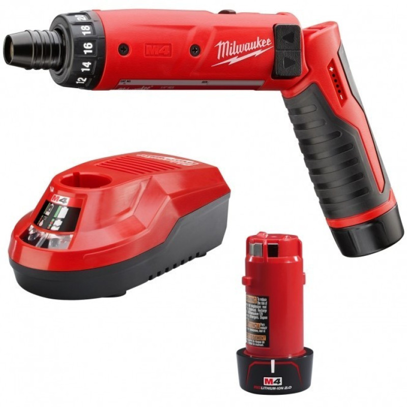 Купити Викрутка акумуляторна MILWAUKEE, M4 D-202B, 5Нм (зарядний пристрій, 2 акумулятори М4 2Аг). Офіційний магазин Мілвокі Україна, фірмова гарантія з доставкою по Украіні