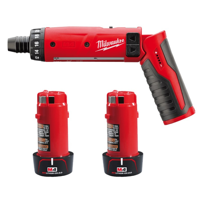 Купити Викрутка акумуляторна MILWAUKEE, M4 D-202B, 5Нм (зарядний пристрій, 2 акумулятори М4 2Аг). Офіційний магазин Мілвокі Україна, фірмова гарантія з доставкою по Украіні