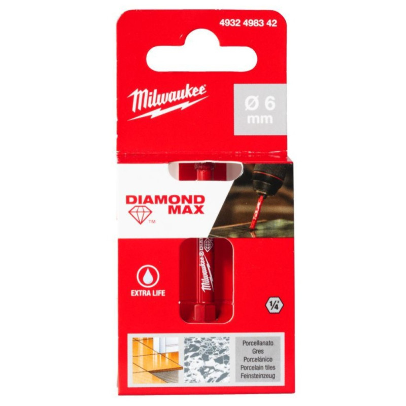 Купити Коронка алмазна Diamond Plus/Max MILWAUKEE, діаметр 6,0мм (1/4'' Hex) (свердління з водою). Офіційний магазин Мілвокі Україна, фірмова гарантія з доставкою по Украіні