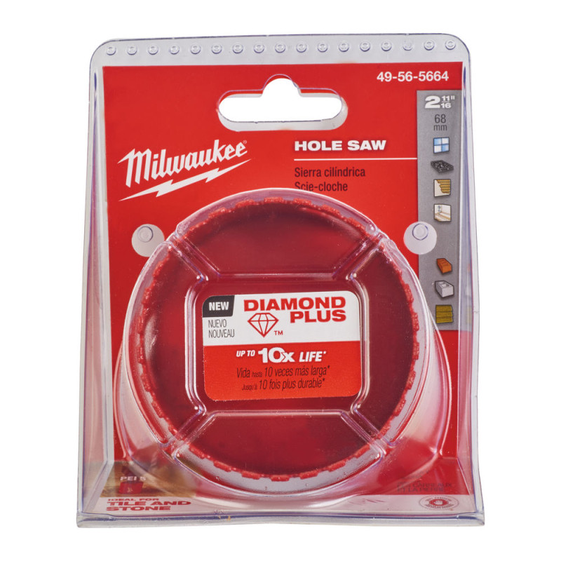 Купити Коронка алмазна Diamond Plus MILWAUKEE, діаметр 68мм (5/8''х18) (свердління з водою) (заміна на 4932500120). Офіційний магазин Мілвокі Україна, фірмова гарантія з доставкою по Украіні