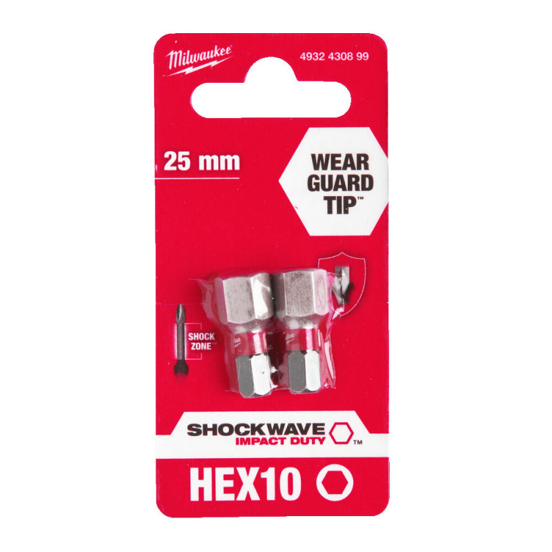 Купити Біта SHOCKWAVE MILWAUKEE, Hex10, 25мм, (2шт). Офіційний магазин Мілвокі Україна, фірмова гарантія з доставкою по Украіні
