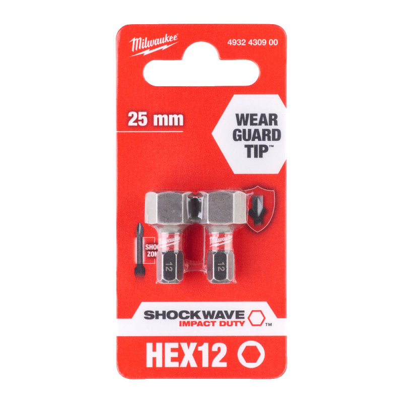 Купити Біта SHOCKWAVE MILWAUKEE, Hex12, 25мм, (2шт). Офіційний магазин Мілвокі Україна, фірмова гарантія з доставкою по Украіні