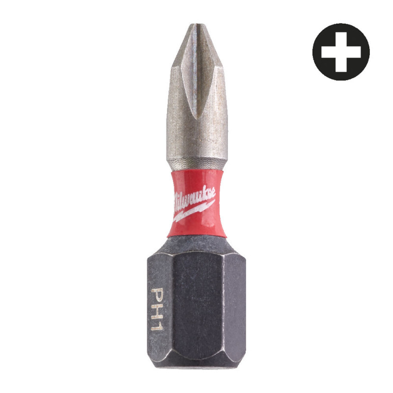 Купити Біта SHOCKWAVE MILWAUKEE, PH1, 25мм, (2шт). Офіційний магазин Мілвокі Україна, фірмова гарантія з доставкою по Украіні
