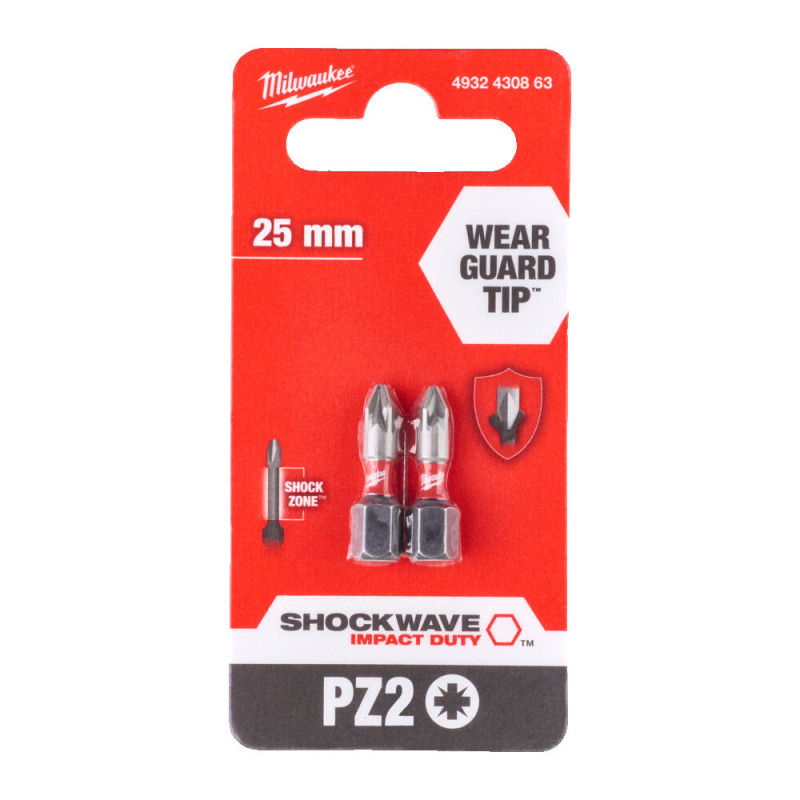 Купити Біта SHOCKWAVE MILWAUKEE, PZ2, 25мм, (2шт) (заміна на 4932500356). Офіційний магазин Мілвокі Україна, фірмова гарантія з доставкою по Украіні