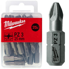 Купити Біта MILWAUKEE, PZ3, 25мм, (25шт), пластикова коробка. Офіційний магазин Мілвокі Україна, фірмова гарантія з доставкою по Украіні