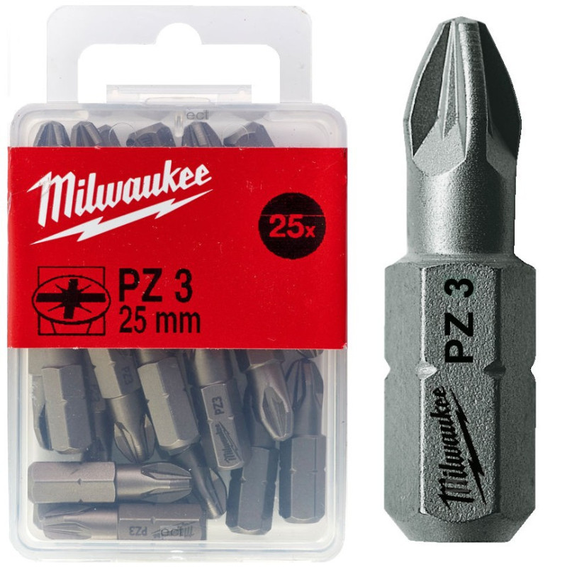 Купити Біта MILWAUKEE, PZ3, 25мм, (25шт), пластикова коробка. Офіційний магазин Мілвокі Україна, фірмова гарантія з доставкою по Украіні